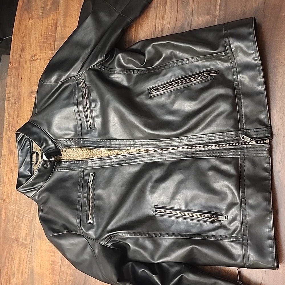 Sonoma Faux leather moto coat Men's L
